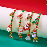 CHRISTMAS CANE PENDANT RICE BEAD BRACELET_CWAJE2383