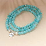 108 LOTUS PENDANT LIGHT BLUE BEADED BRACELET_CWAJE3946
