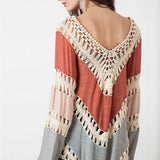 BOHEMIAN LONG SLEEVE BEACH SWIMSUIT COVER UP_CWMW0646