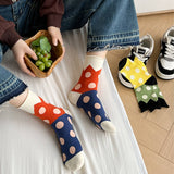 ALL SEASON PURE COTTON MID TUBE POLKA DOT SOCKS_CWMS0535