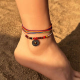 BOHO BEADED ANKLET HANDMADE VINTAGE BEACH_CWMM6357