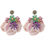 HANDMADE FLORAL FABRIC EARRINGS ELEGANT WOMANS_CWMM6173