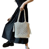 NEW STYLE HOLLOW SHOULDER TASSEL BEACH STRAW BAG_CWAB1862
