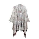 CAMOUFLAGE STRIPED WARM SPLIT SHAWL CLOAK_CWASC0284