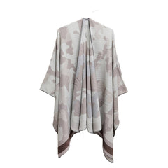 CAMOUFLAGE STRIPED WARM SPLIT SHAWL CLOAK_CWASC0284