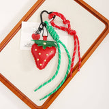 STRAWBERRY KEYCHAIN LEATHER HEART BAG PENDANT_CWMM7569