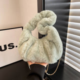 Winter Pleated Dumpling Bag One-Shoulder Plush Bag_Cwab3944