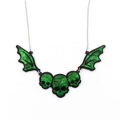 HALLOWEEN GOTHIC SKULL BAT NECKLACE_CWAJE1970