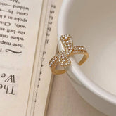 ALL MATCH PEARL KNOTTED METAL OPEN RING FOR WOMEN_CWAJE3093