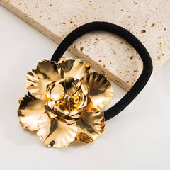 MINIMALIST METAL FLOWER LOW PONYTAIL HAIR TIE_CWAHA6170