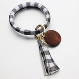 PERSONALIZED LEATHER WRISTLET KEYCHAIN WITH TASSEL_CWMM7024