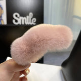 FUZZY BUNNY FUR HAIR CLAW LARGE LAZY STYLE CLIP_CWAHA3323