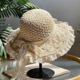 SUMMER FOLDABLE RETRO BOW STRAW HAT_CWAH3402