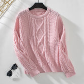 Solid Color Twist Pullover Loose Long-Sleeved Sweater