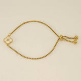 Cwaje1959_Adjustable Four Leaf Clover Letter Shell Bracelet
