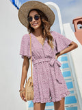 Temperament Deep V Lace-Up Waistline Romper