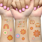 KIDS WATERPROOF PEACE LOVE RAINBOW FACE TATTOOS_CWMM8254