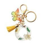 FLOWER LETTER KEYCHAIN WITH YELLOW BUTTERFLY CHARM_CWAB5090