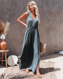 V-Neck Neck Waist Waist Casual Fashion Long Dress