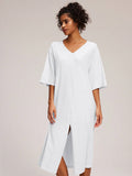 V-Neck Half Sleeve Simple Casual Nightdress