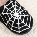 HALLOWEEN SPIDER WEB EMBROIDERED COTTON SLIPPERS_CWSHS0757
