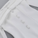 Solid-Color Strapless Long-Sleeved Short Dress