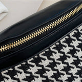 Houndstooth Fanny Belt Bag,Crossbody Bag_Cwab0915