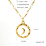 STAINLESS STEEL PLATED 18K GOLD MOON NECKLACE_CWAJE0695