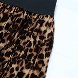 Temperament Commuter Leopard Pleated Skirt