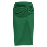 IRREGULAR SOLID COLOR SATIN HIP LENGTH SKIRT_CWBSS0389