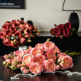 MULTI HEAD BURNT EDGE AUSTIN ROSE FAUX BOUQUET_CWMM6525