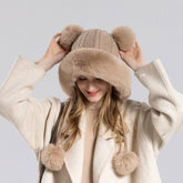 CUTE FUR BALL WARM EARMUFFS HOODIE_CWASC1133