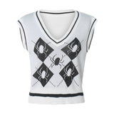 Worn With Knitted Halloween V-Neck Pullover Vest