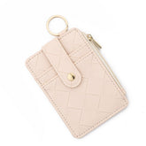 PLAID WOVEN CARD WALLET WITH ZIPPER CLOSURE_CWAB4946