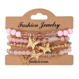 Cwmm10435_Boho Butterfly Crystal Beaded Bracelet Set 4Pcs