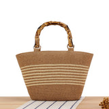 CONTRAST COLOR STRIPED HAND WOVEN BAG_CWAB2092