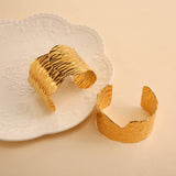 Wide Irregular Open Cuff In 18K Stainless Steel