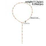 SMALL FRESH COLORFUL Y SHAPED DAISY CHAIN NECKLACE_CWMM3127