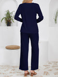 Solid-Color Knitted Jacquard Long Loose Suit