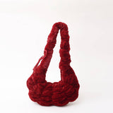Winter Pleated Shoulder Bag Fashionable Plush Bag_Cwab3953