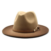 FASHION GRADIENT TWO COLOR THICK FELT HAT JAZZ HAT_CWAH0817