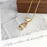 COLORFUL ZIRCONIA HEART LETTER PENDANT NECKLACE_CWMM5875