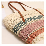 COLORFUL STRIPED SHOULDER STRAW BAG_CWAB1865