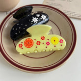 LEMON YELLOW ACETATE HAIR CLAW BACK BUN CLIP_CWAHA5971