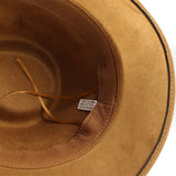 BRAIDED ROPE WESTERN JAZZ COWBOY HAT FAUX SUEDE_CWAH2515