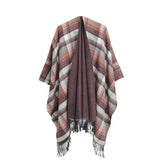 MULTI COLOR SPLIT SHAWL CLOAK WITH GRADIENT LINES_CWASC0317