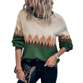 Vintage Diamond Check Color Sweater For Ladies