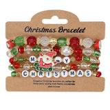 Cwmm10448_Christmas Charm Beaded Bracelet Snowman Tree Gift