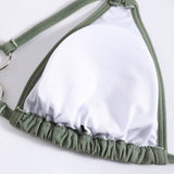 METAL RING BIKINI SET SOLID COLOR SWIMSUIT_CWMW0717