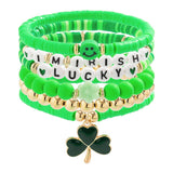MULTI LEAF CLOVER LETTER SIMPLE BEADED BRACELET_CWAJE1475